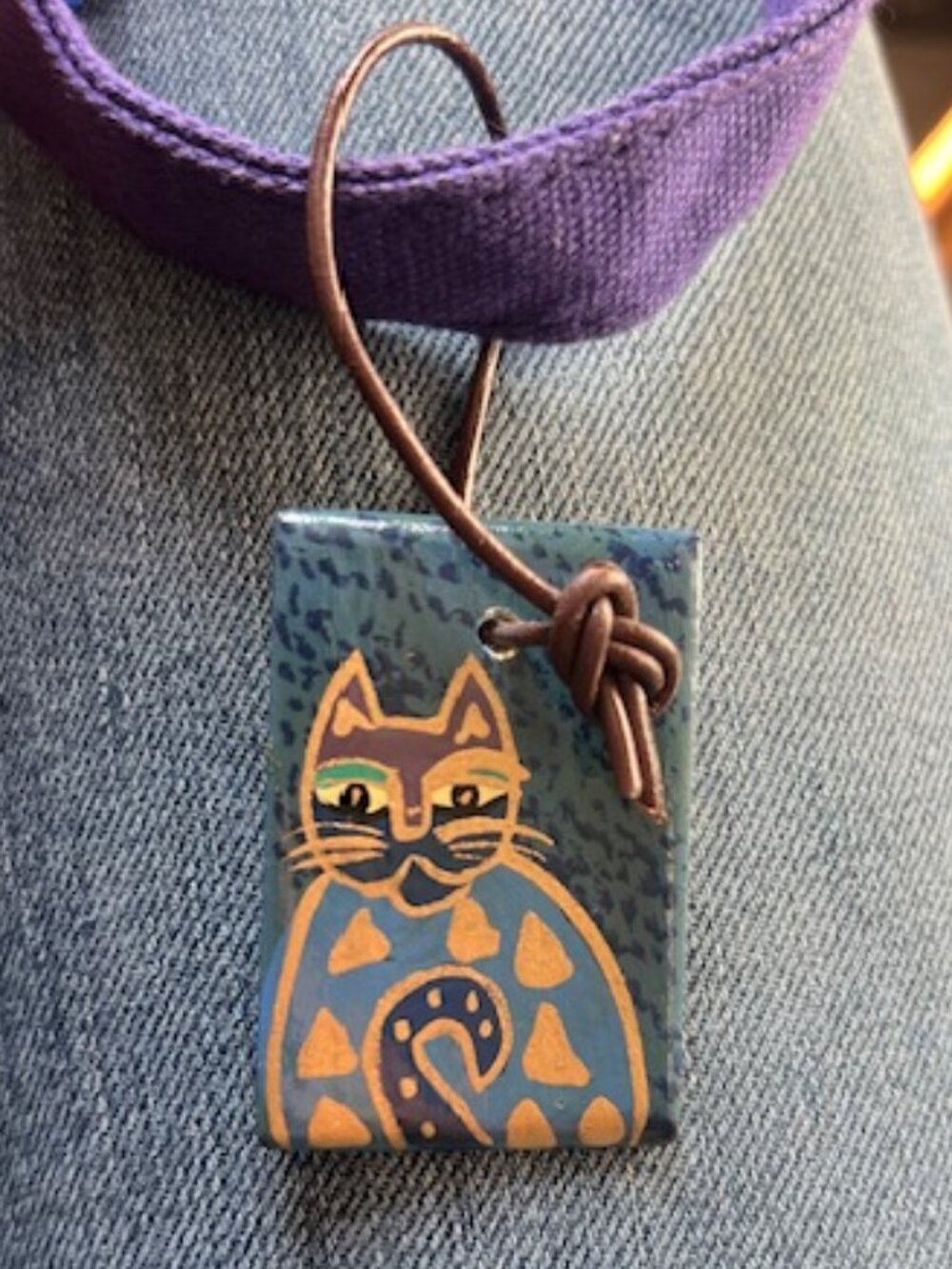NWT Laurel Burch Original Cats Print Tote Bag Purple Handle Beads - Picture 10 of 16